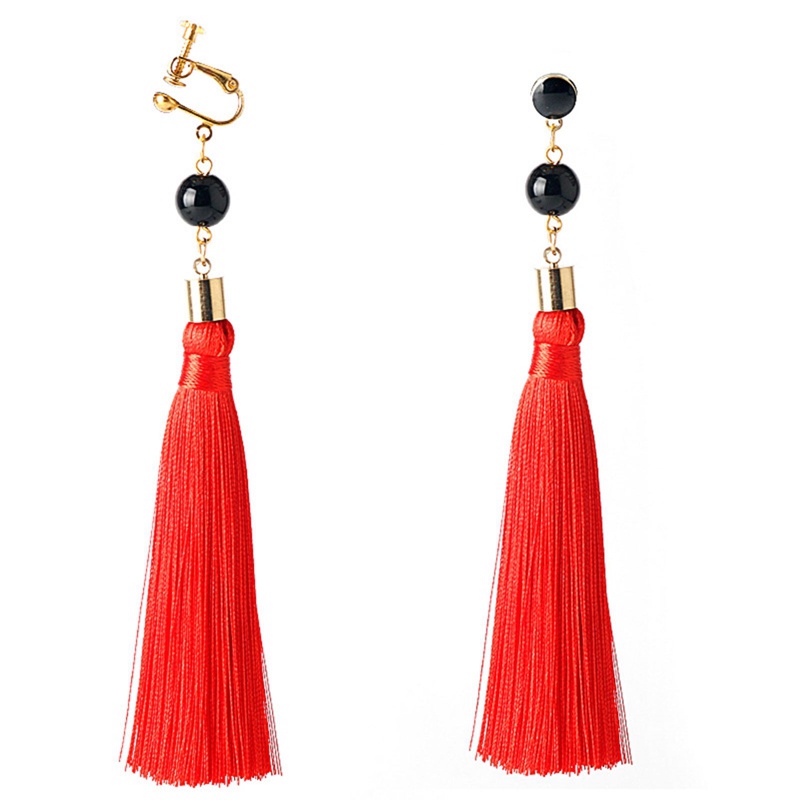 1 Khuyên Kẹp Tai Tua Rua Đỏ Hóa Trang Anime Luxiem