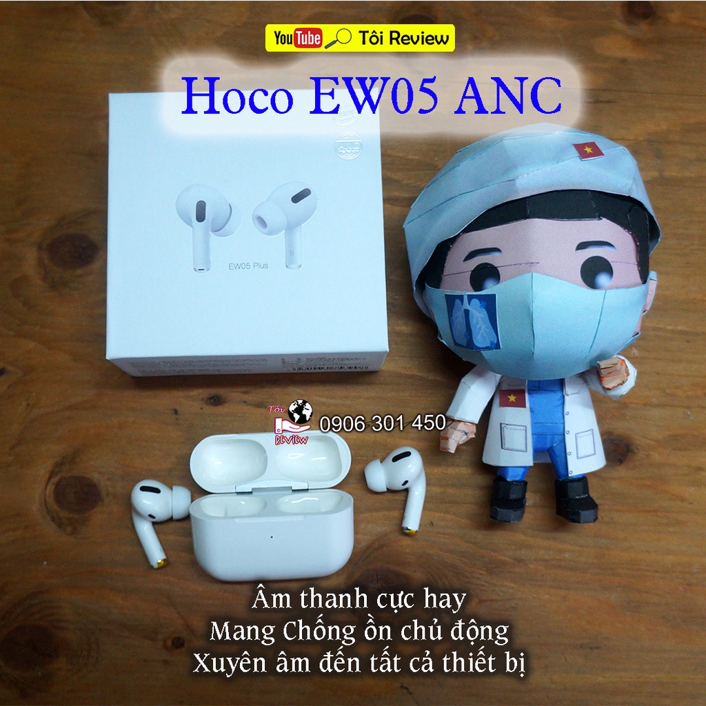 Tai nghe Hoco EW05 Plus Chống ồn chủ động ANC, Xuyên âm sử dụng cho mọi thiết bị bluetooth. Bass sâu Chất âm cực hay