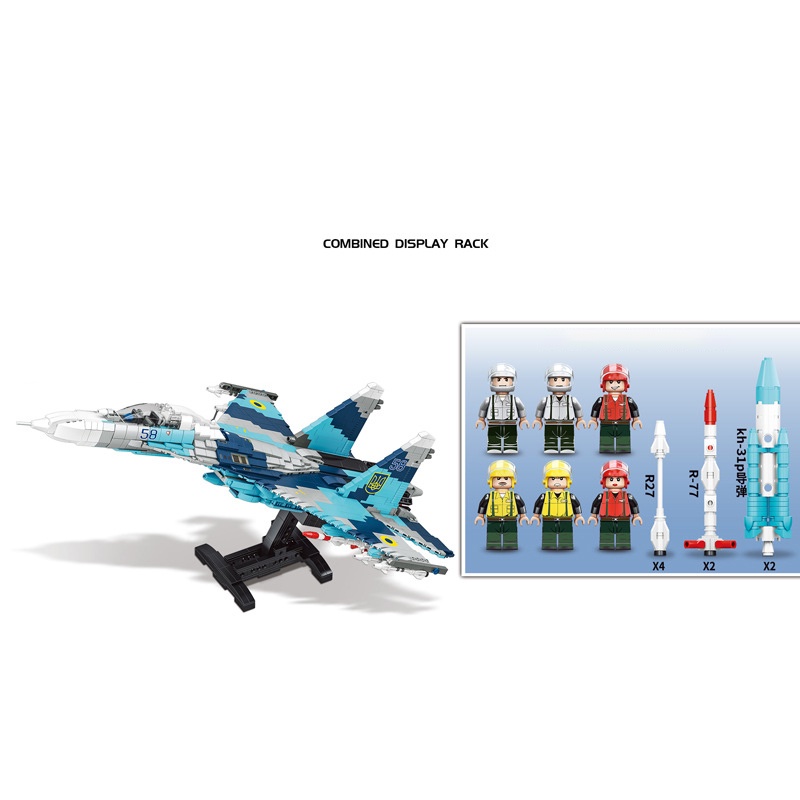 Đồ chơi Lắp ráp Máy bay Chiến đấu SU-27, Mingdi 9005 Sukhoi Fighter, Xếp hình thông minh