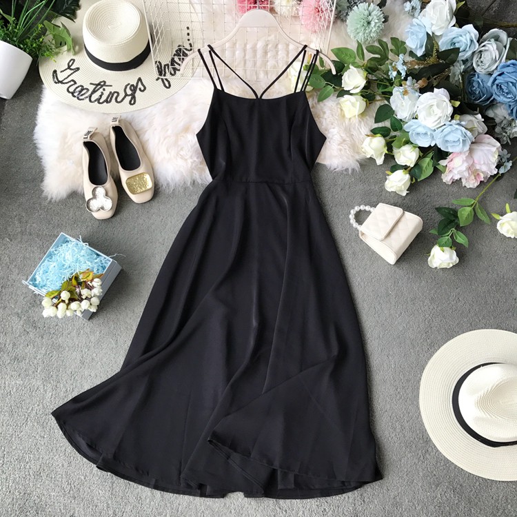 (sẵn đỏ S) Váy đầm maxi hở lưng 2 dây đan chéo dây ngực màu xanh, đen, trắng, vàng, đỏ siêu xinh | BigBuy360 - bigbuy360.vn
