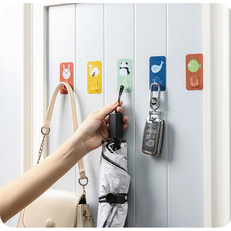 Móc treo đồ gắn tường không cần khoan chống thấm nước hình động vật hoạt hình dễ thương tiện dụng cho nhà