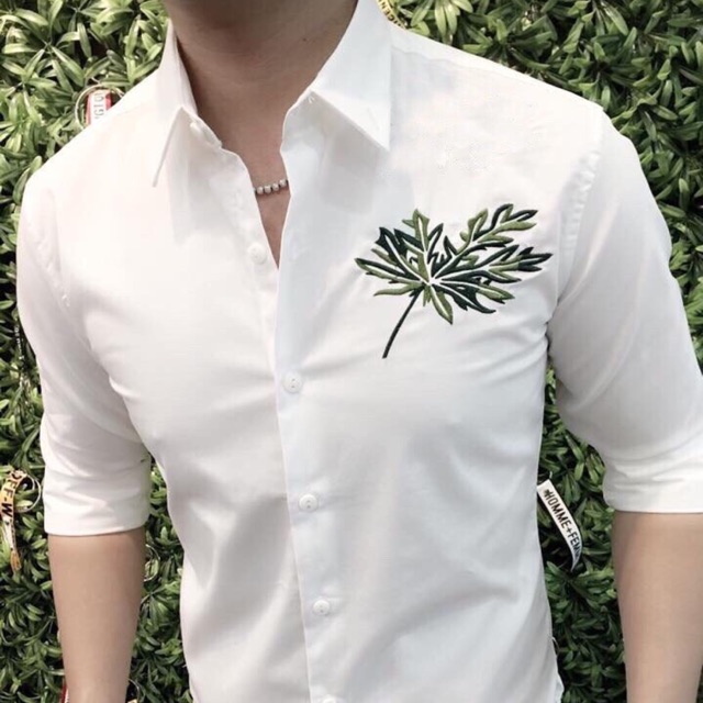 Áo sơ mi dài tay thời trang nam chiếc lá nổi