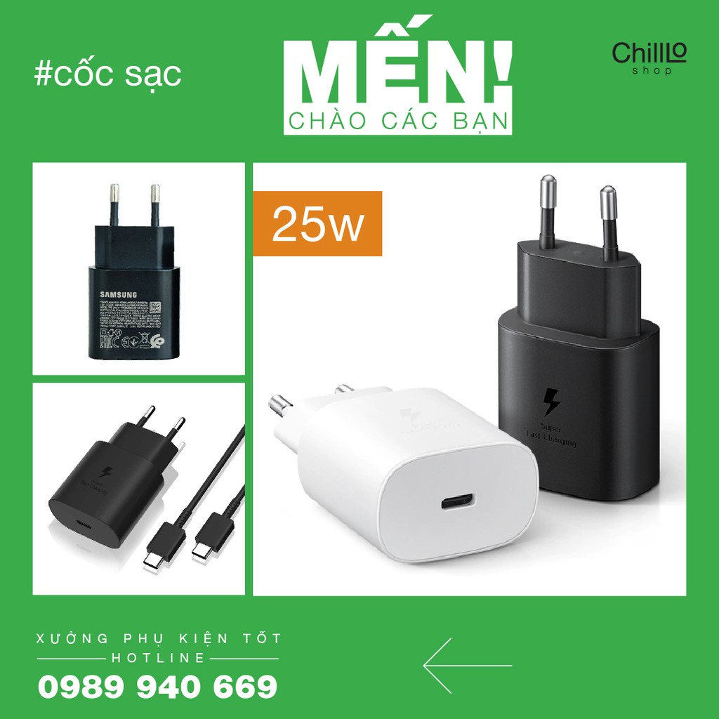 Củ Sạc Nhanh 25W PD 3.0A Cổng Type C - Cục Sạc Cho Điện Thoại/ Máy Tính Bảng Flagship Dòng Note/ S/ A