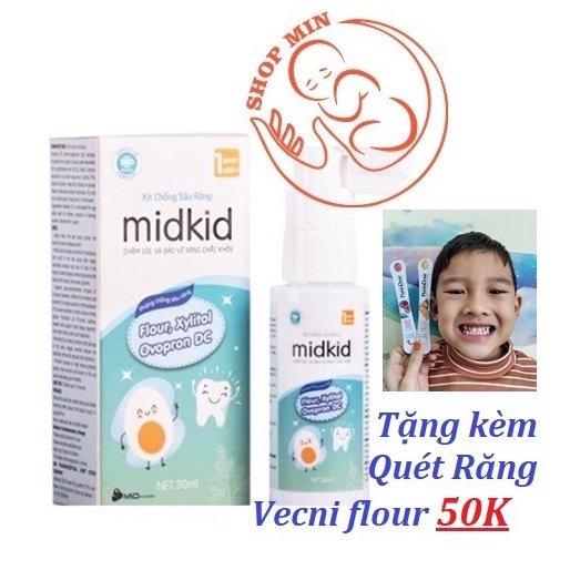 (Tặng Mã Giảm 50k) Kem Đánh Răng Dạng Xịt Chống Sâu Răng Midkid. Bảo Vệ Răng Chắc Khỏe Cho Bé Từ 1 Tuổi. NUỐT ĐƯỢC