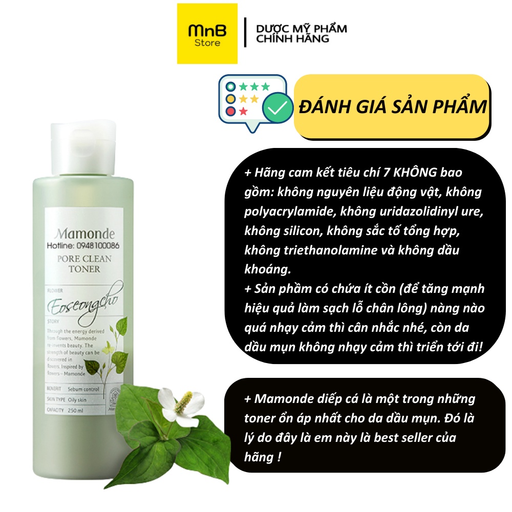 Nước hoa hồng Mamonde Toner diếp cá làm sạch sâu cho da dầu mụn nhạy cảm 250ml | BigBuy360 - bigbuy360.vn