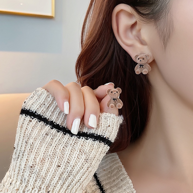 Vòng Cổ/ Khuyên Tai Hình Gấu Brown Nhồi Bông Dễ Thương 3 Màu Thời Trang Cho Nữ