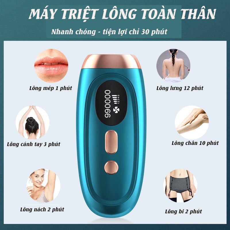 Máy Triệt Lông Mini IPL Vĩnh Viễn Tại Nhà - Tặng Kèm Gel, Kính, Dao Cạo - Máy IPL 990.000 xung