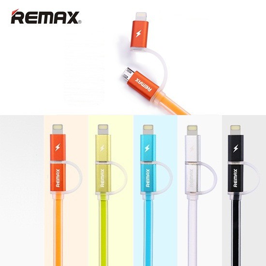 [Mã 2404EL10K giảm 10K đơn 20K] Cáp Sạc Remax 2 Đầu Cho IPhone, Micro Usb Có Đèn Led (Remax Aurora) - BH 6 Tháng