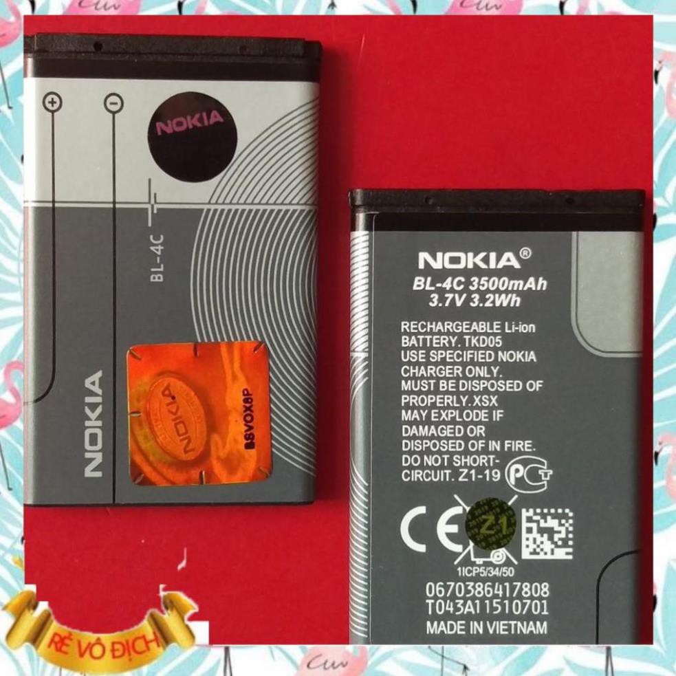 [Freeship từ 50k] Pin Nokia BL-4C(Chống Phù Pin) Tương Thích với Nokia:6131;6101;6100;6066;7270;6301;1202;X2;2690;6300