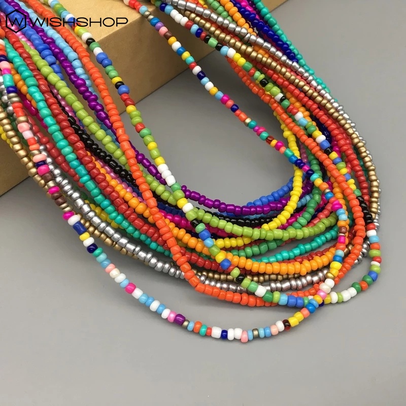 Vòng cổ Chuỗi Hạt Nhiều Màu Phong Cách Bohemian Đơn Giản Cho Nữ