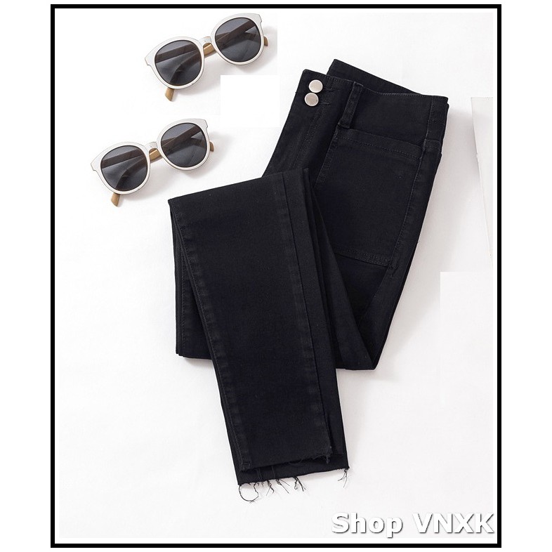 Quần Jean Nữ Lưng Cao Túi Trước 2 cúc + 2 Túi bầu ( ĐEN - XANH - XÁM ) chất jean giãn tốt loại 1 P22L-391