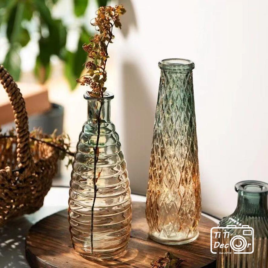Lọ Thủy Tinh Cắm Hoa Ombre TiTi Decor Bình Hoa Vintage để bàn làm việc phong cách Bắc Âu symphony