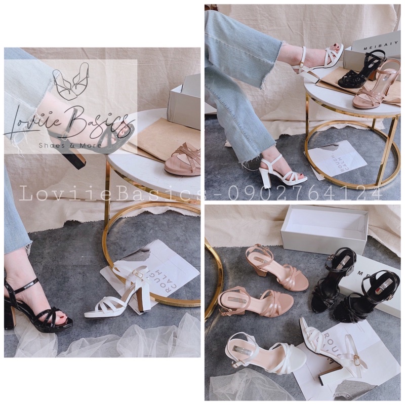 SANDAL CAO GÓT ĐẾ ĐÚP LOVIIEBASICS - GIÀY CAO GÓT 10CM PHÂN ĐẾ ĐÚP QUAI MẢNH - SANDAL ĐẾ ĐÚP 10CM G201013