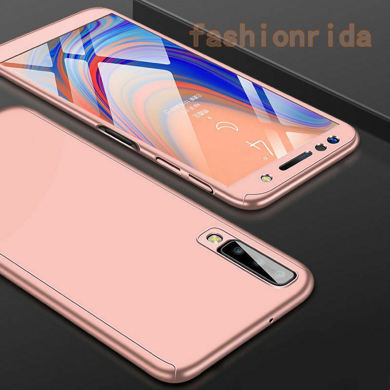 Ốp điện thoại bảo vệ toàn diện tích hợp kính cường lực cho Samsung Galaxy A3 A5 A6 A8 Plus A7 A9