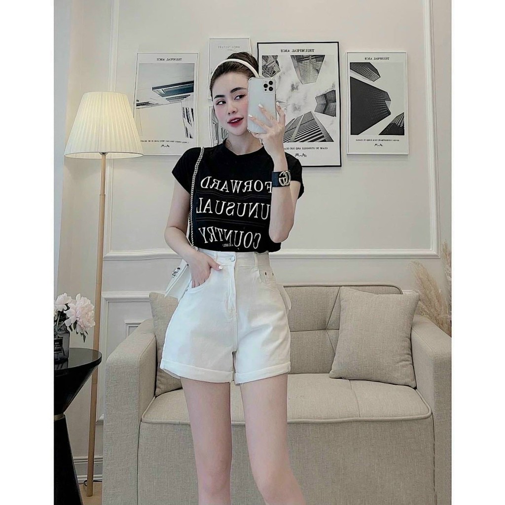 Quần jean ngố nữ trắng, quần lửng không co dãn, chất jean denim bền màu cực đẹp AnNgo - AT101