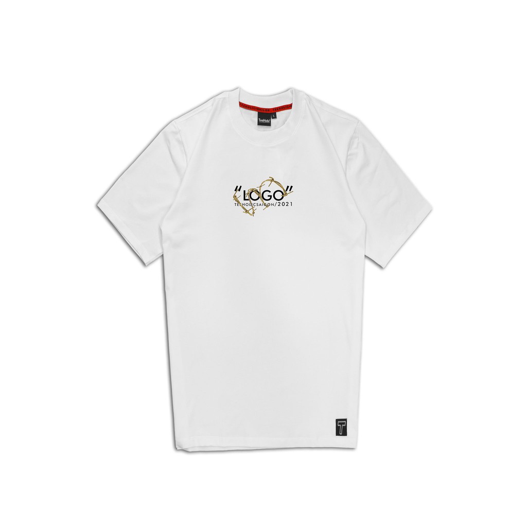 Áo Thun Unisex TeeHolic In Logo THS Gai Dọc - Màu Trắng Đen Xanh