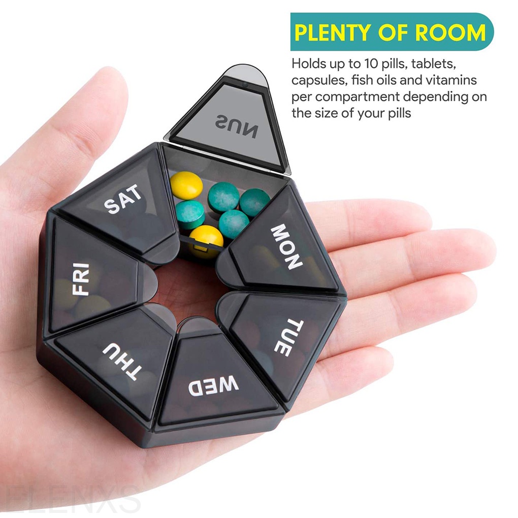 2pcs/set Pill Case Plastic 7 Grid Tablet Box Portable Storage Tablet Holder Travel Organizer ELEN