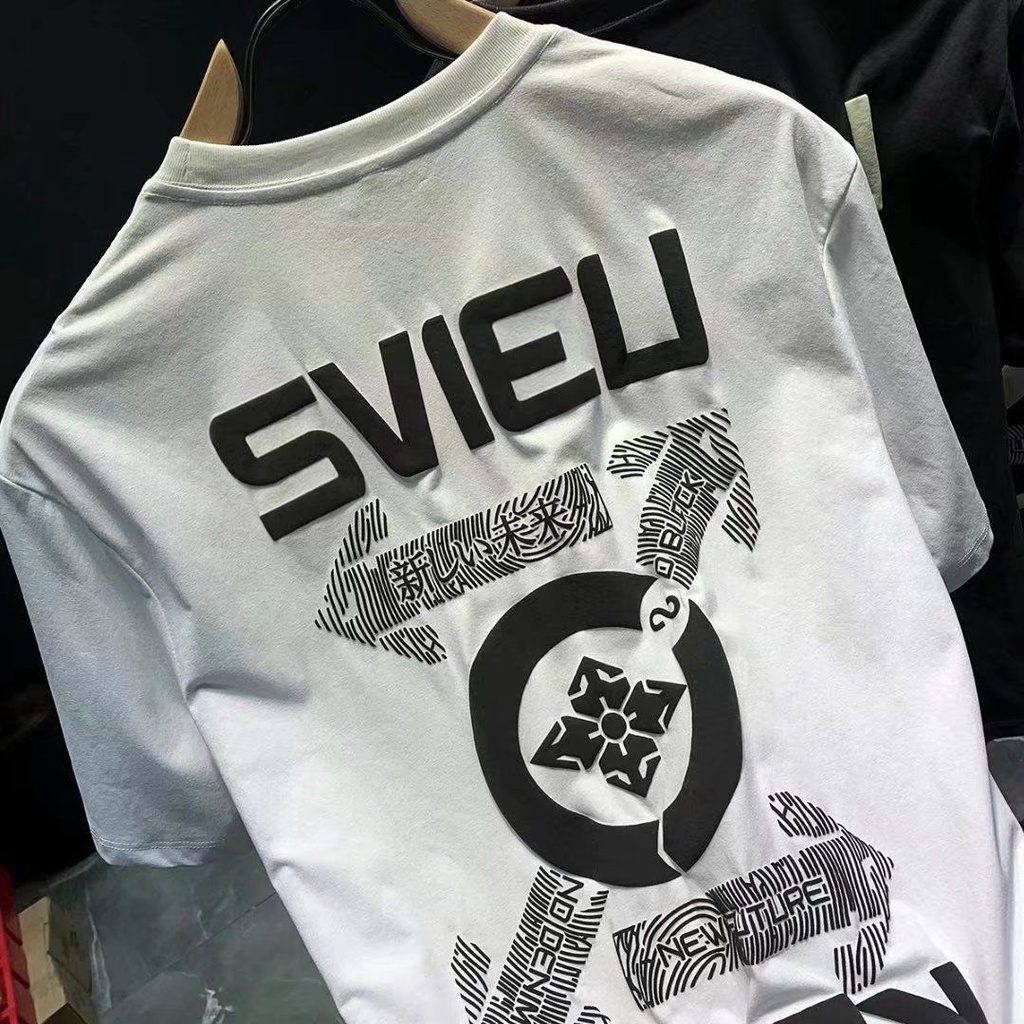 Áo Thun Cotton Ngắn Tay Dáng Rộng In Họa Tiết Cá Tính Dễ Phối Đồ Cho Nam