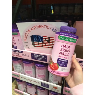 Kẹo dẻo Nature’s Bounty Hair Skin Nail Gummies đẹp da, móng, tóc vị dâu 230 viên _ Live tại Mỹ