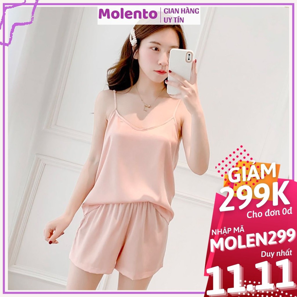 Đồ Ngủ Nữ 2 Dây Lụa Satin Cao Cấp MOLENTO Bộ Pijama Mặc Nhà Nhẹ Nhàng Thoải Mái Không Nhăn - M20