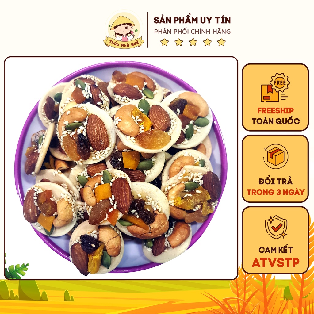 Bánh đồng tiền mix hạt dinh dưỡng và trái cây 350g - Bánh ăn vặt ngon an toàn thực phẩm