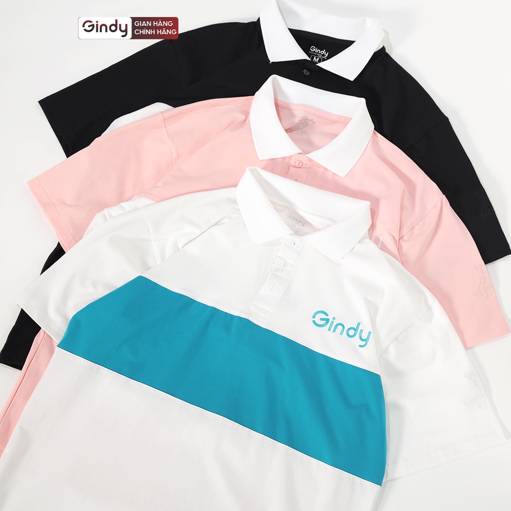 Áo thun polo nam nữ unisex hàn quốc form rộng GINDY phông cổ bẻ thời trang Local Brand A080