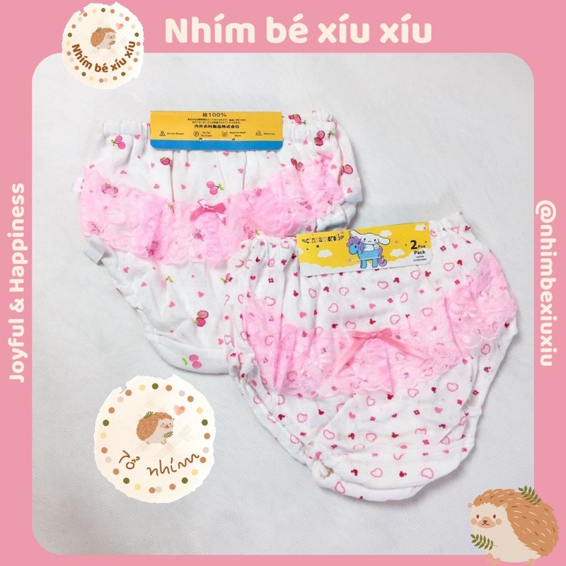 Quần chip/Quần lót thông hơi viền ren điệu đà cho bé gái (7-22.5 kg) nhimbexiuxiu