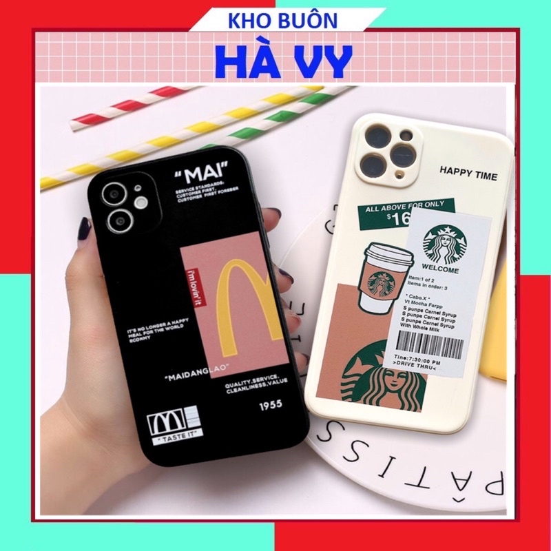 Ốp lưng iphone hình Fast Food cute cạnh vuông giả ip12 5/5s/6/6s/6splus/7/7plus/8/8plus/x/xr/xs/11/12promax