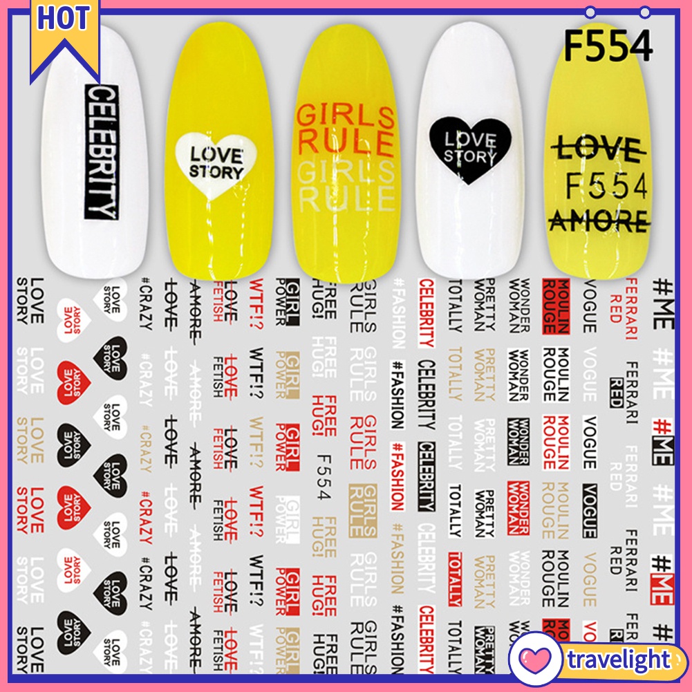 Hình dán trang trí móng tay 3D siêu mỏng hình trái cây, lá, con vật, chữ tiếng Anh