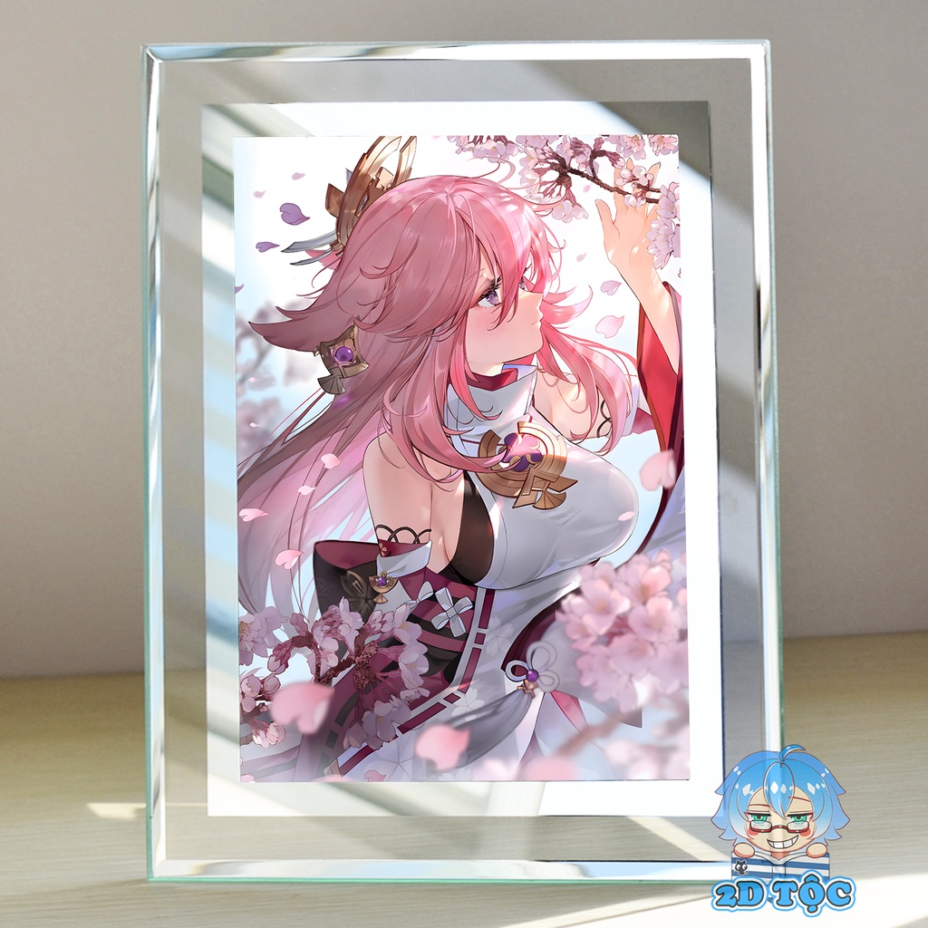 Khung ảnh kính Yae Miko (4) Game Genshin Impact kích thước A4 A5 13x18 by 2D Tộc Shop