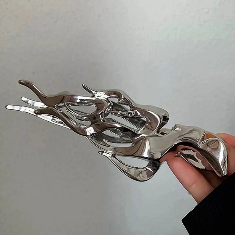 Kẹp Tóc Dạng Cong Màu Bạc Phong Cách Pháp Không Trượt