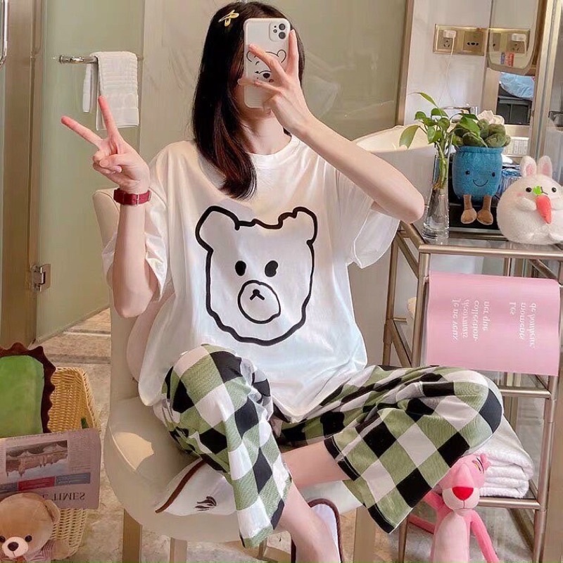 Đồ Bộ Mặc ở Nhà Bộ Đồ Ngủ Nữ Quần Dài Pijama Thun Lạnh Đẹp  Freesize Từ 45-55Kg - BB REAL