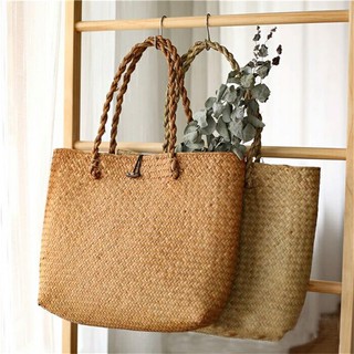 Túi cói handmade tự đan, Túi cói Vintage tự đan thủ công phong cách tự nhiên dễ thương