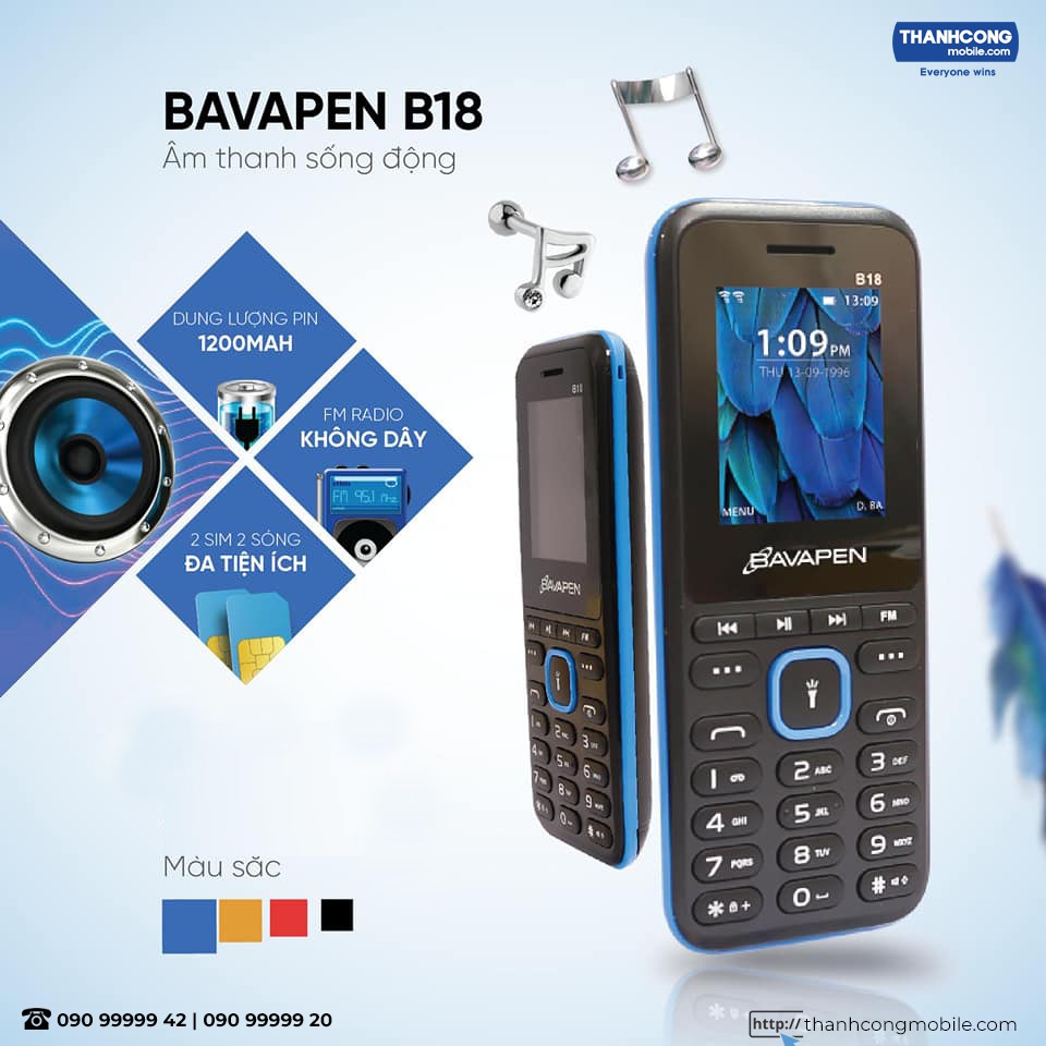 Điện Thoại Phổ Thông  BAVAPEN B18 Chính Hãng