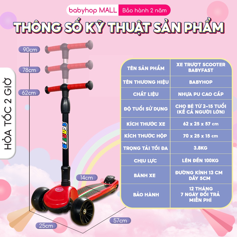 Xe scooter cho bé Babyfast , sử dụng từ 1 tuổi  , có bán kèm yên xe thiết kế chuyển thành xe chòi chân