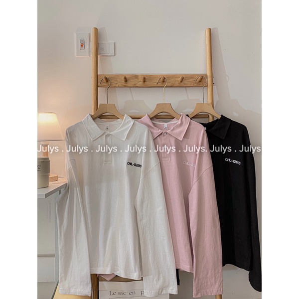 ÁO POLO thun thêu tay dài CHL (ảnh JULYS chụp kèm video cận chất)