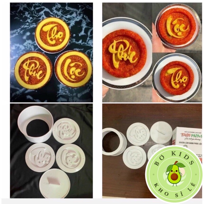 Khuôn xôi, khuôn làm bánh phúc lộc thọ bằng nhựa thực phẩm cứng chịu lực an toàn vệ sinh bokisd.store