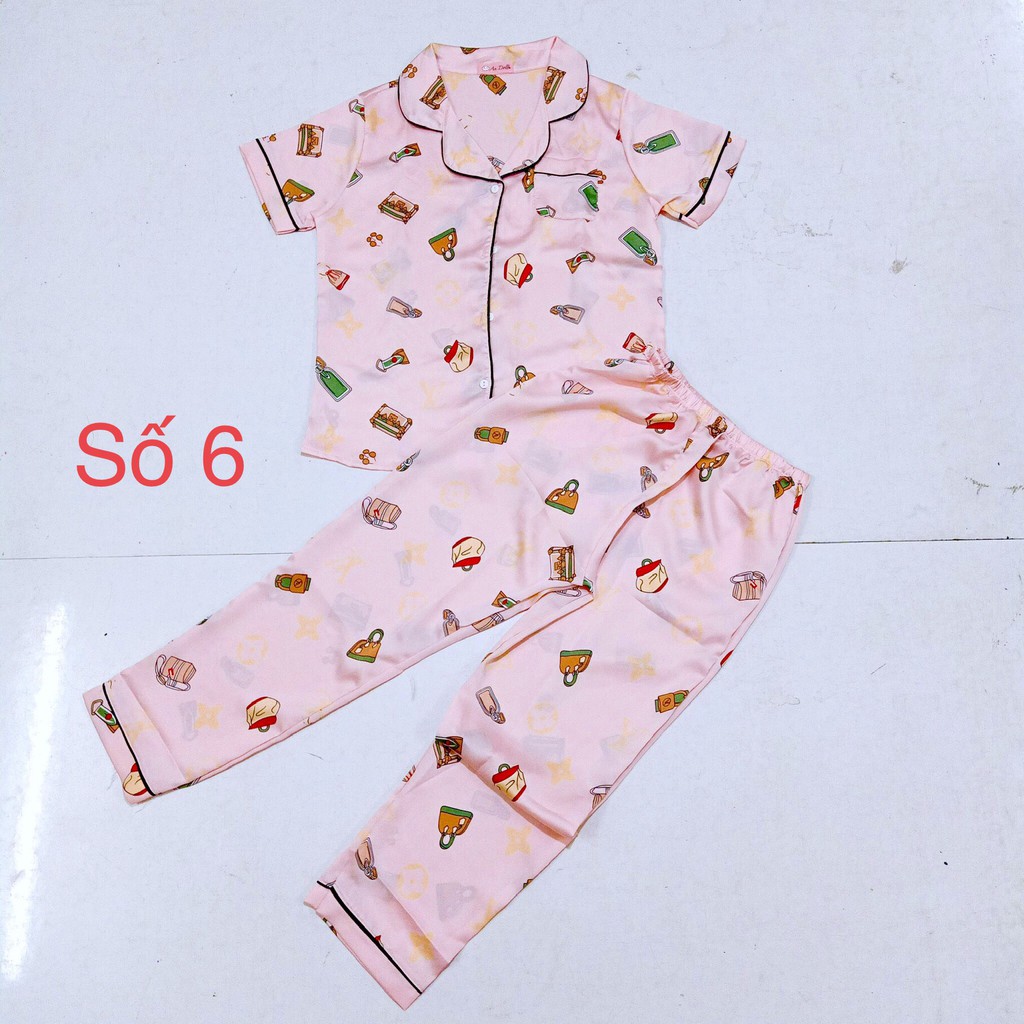 Đồ ngủ Lụa Satin Pijama tay ngắn - quần dài - Nhiều Mẫu | BigBuy360 - bigbuy360.vn