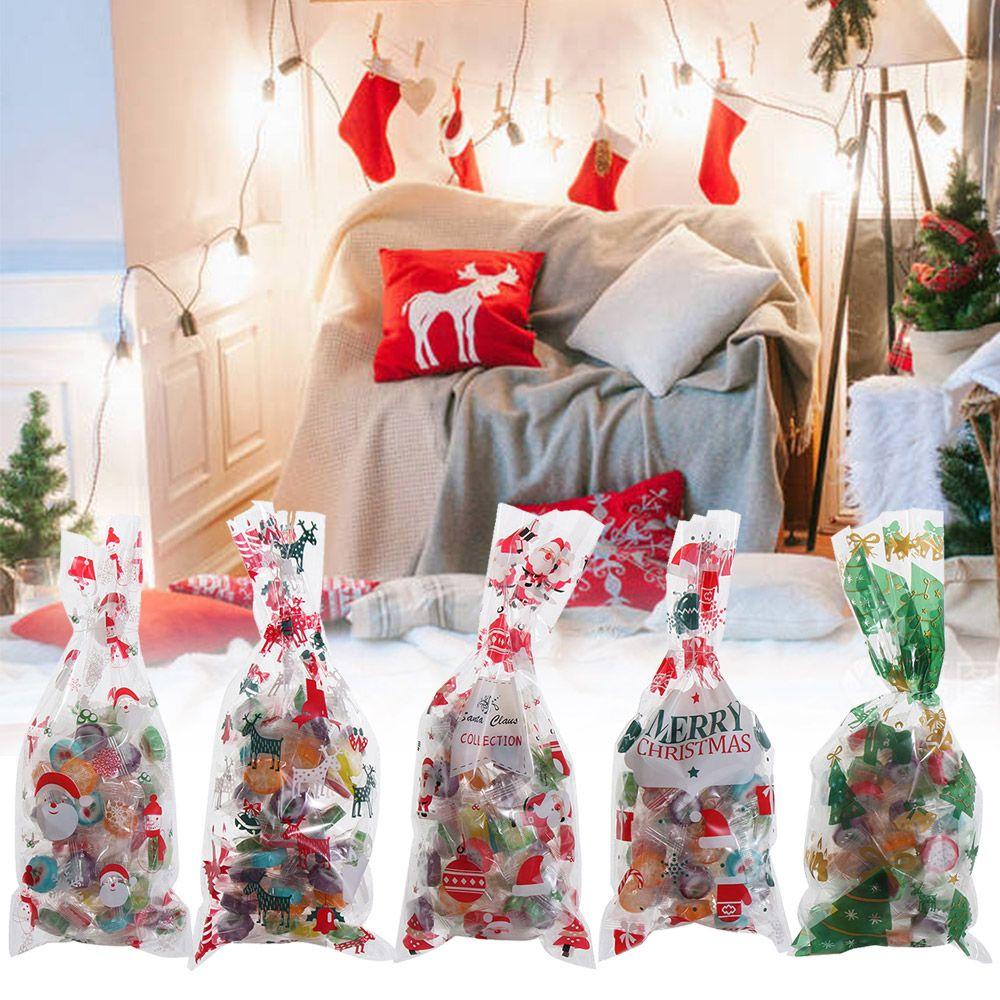 Set 50 Túi Đựng Kẹo Họa Tiết Giáng Sinh Dễ Thương