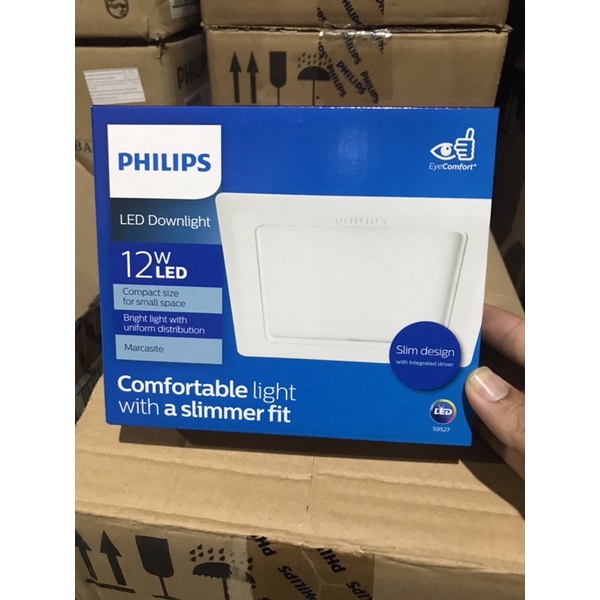 Đèn led âm Trần vuông 12w D125 marcasite 59527 PL