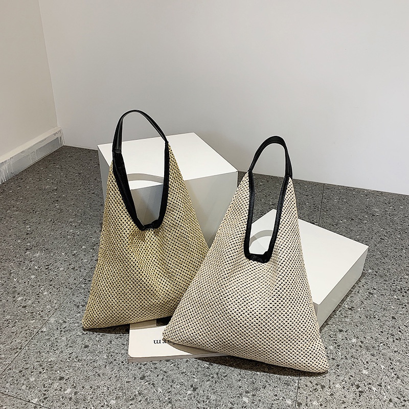Túi Cói Đeo Vai Cỡ Lớn Thiết Kế Đơn Giản Thời Trang Đi Biển Xinh Xắn