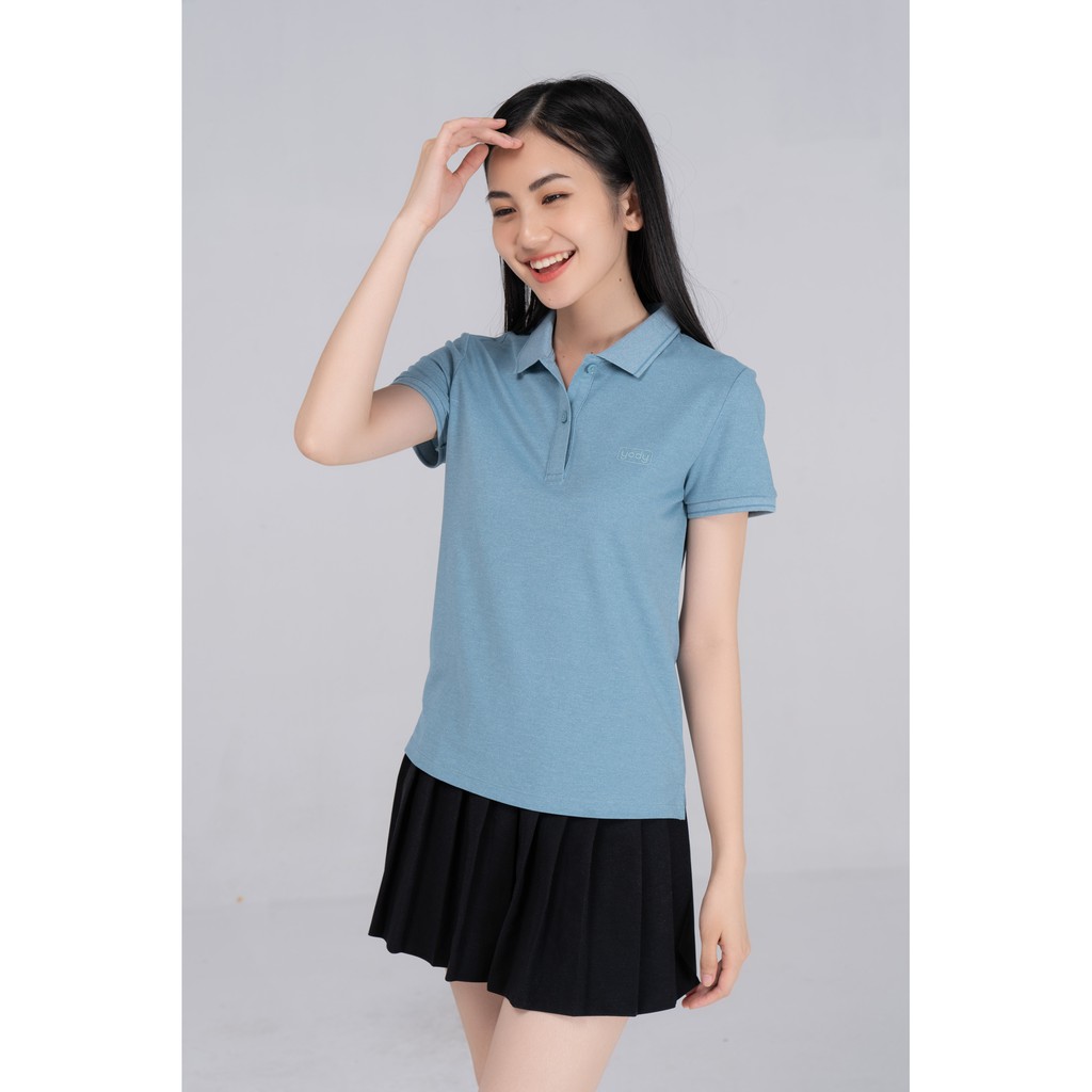 Áo Polo YODY Nữ chất liệu Cotton melange sợi xe mềm mịn thoáng mát APN4142