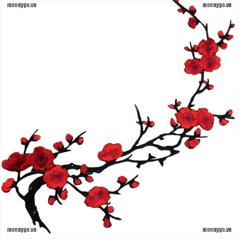 Sticker ủi thêu hình hoa đào xinh xắn