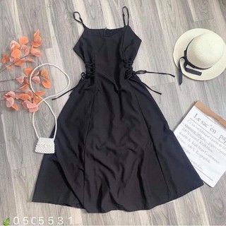 ĐẦM ĐEN 2 DÂY ĐAN EO