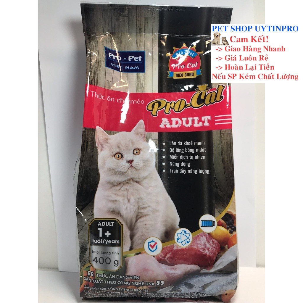 THỨC ĂN HẠT CHO MÈO Pro-Cat Aldult Túi 400g Xuất xứ Pro-Pet Việt Nam