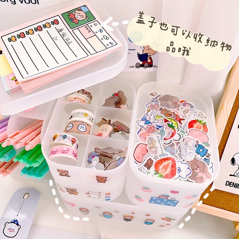 Hộp lưu trữ tiện ích - Hộp đựng washi tape/ sticker/ note có chia ngăn