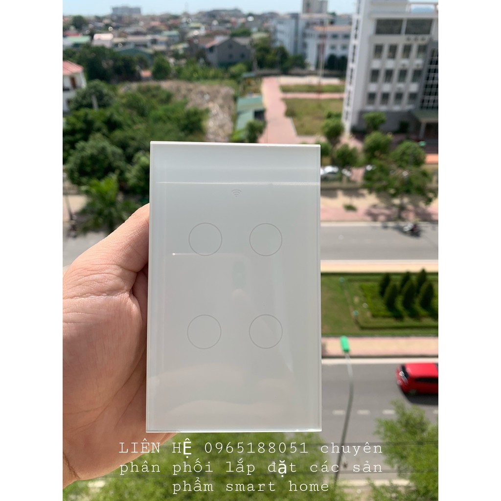 CÔNG TẮC THÔNG MINH WIFI TUYA( WIFI + RF433) 4 NÚT CAO CẤP 2021 ĐEN, TRẮNG