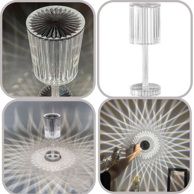 Đèn pha lê kim cương phong cách châu âu để bàn cảm ứng 16 màu đèn ngủ có pin sạc MIIBOOSHI D3.015