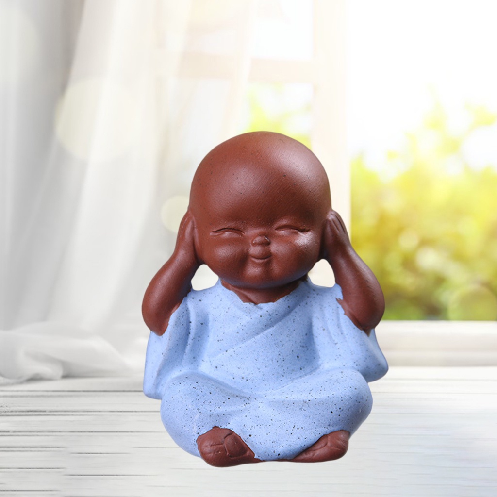 Tượng Chú Tiểu Mini Bằng Gốm Để Bàn Trang Trí