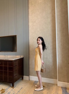 Đầm caro 2 dây